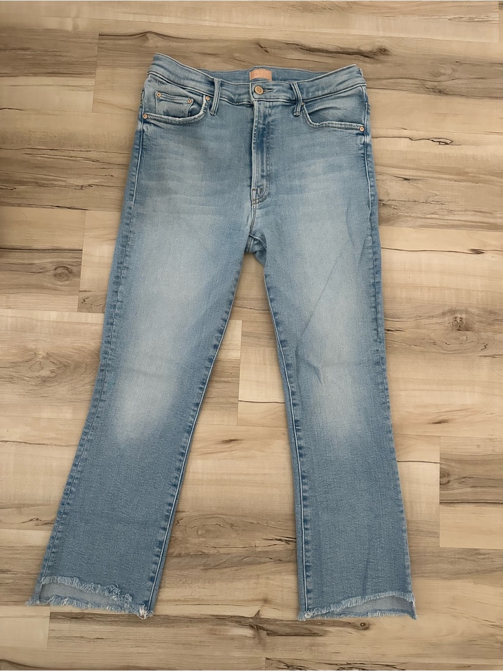 Mother hi rise ankle fray jean
